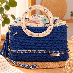 Bolso Soul. Artesanal azul y blanco con detalles marinos